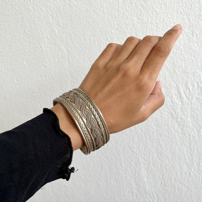 Vintage 925 Stamped Braided Silver Cuff Bracelet