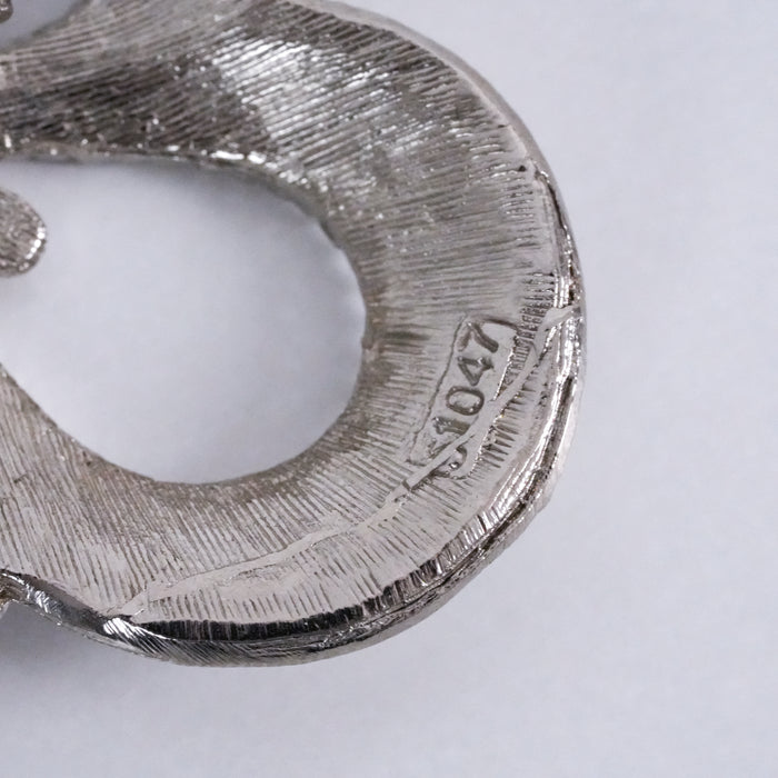 Vintage Silver Tone Ornate Abstract Pendant Necklace