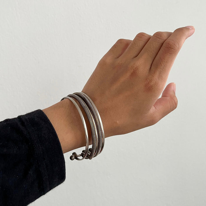 Vintage Silver Tone Multi Coil Wire Cuff Bracelet