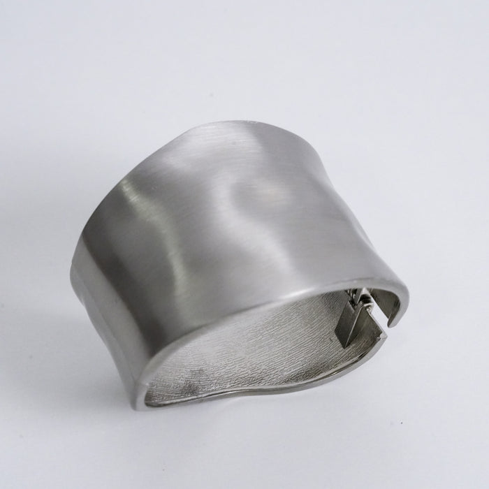 Vintage Silver Tone Sculptural Wide Cuff Bracelet