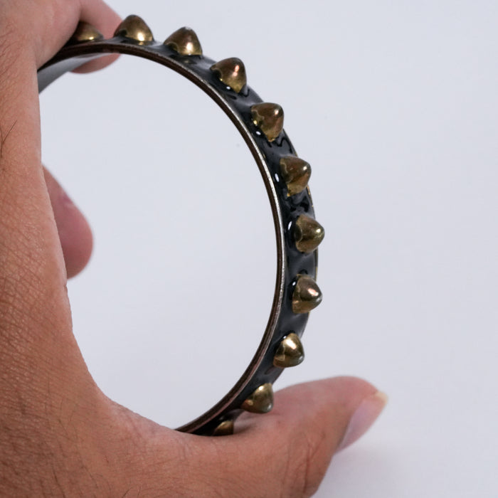 Vintage Black Enamel Studded Bangle Bracelet