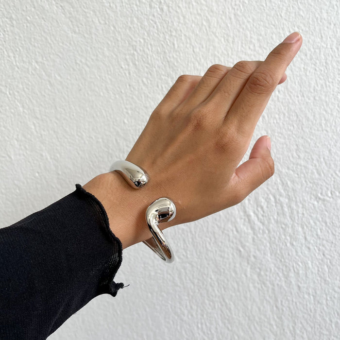 Vintage Silver Sculptural Open Cuff Bangle