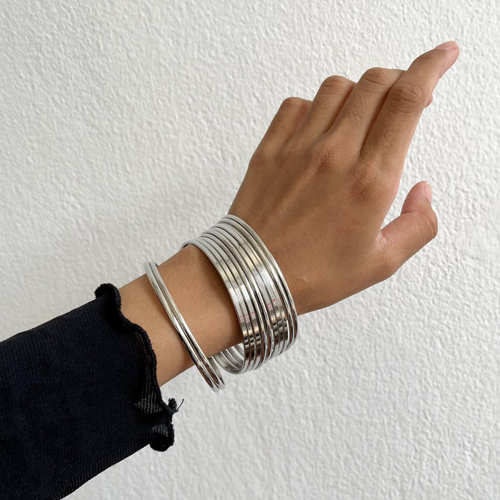 Vintage Silver-Tone Layered Wire Cuff Bracelet