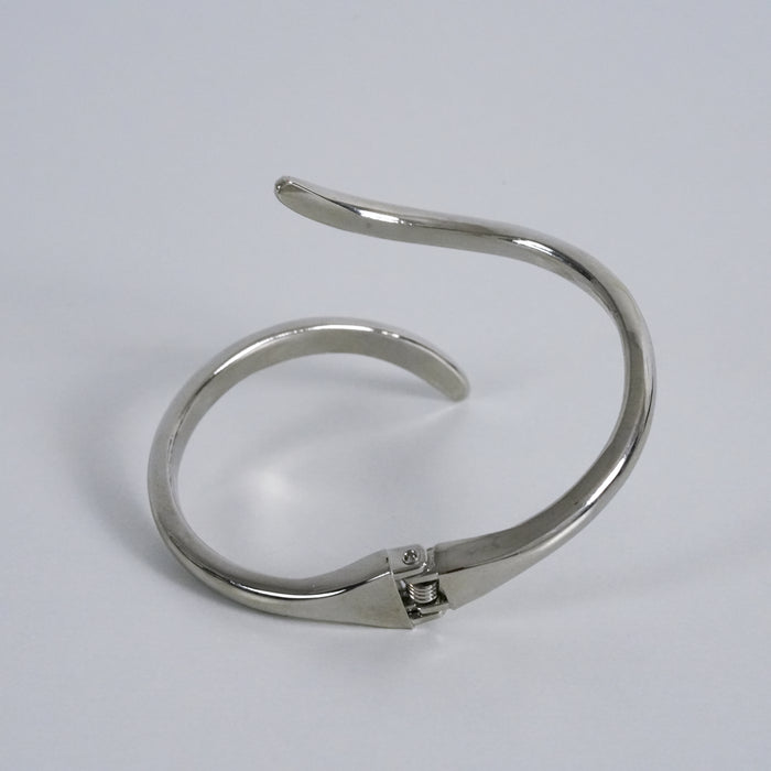 Vintage Silver Tone Sculptural Open Curve Bracelet