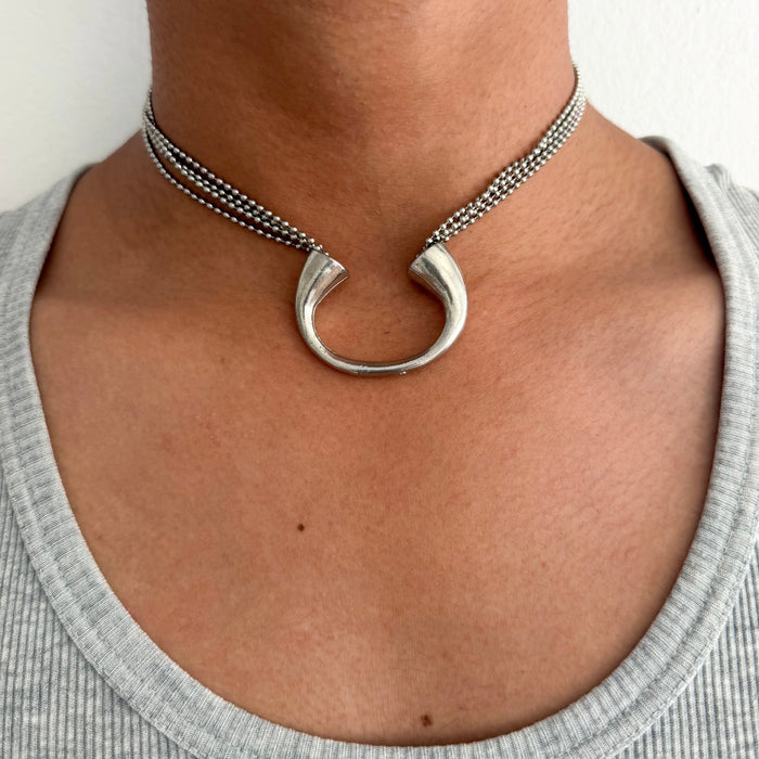 Vintage Silver Tone Convertible Multi-Strand Ball Chain Necklace