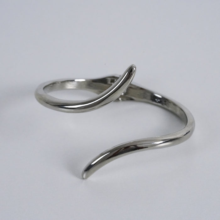 Vintage Silver Tone Sculptural Open Curve Bracelet