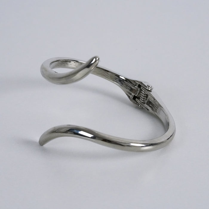 Vintage Silver Tone Sculptural Open Curve Bracelet