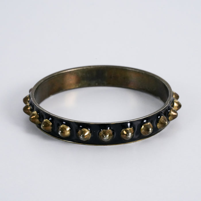 Vintage Black Enamel Studded Bangle Bracelet