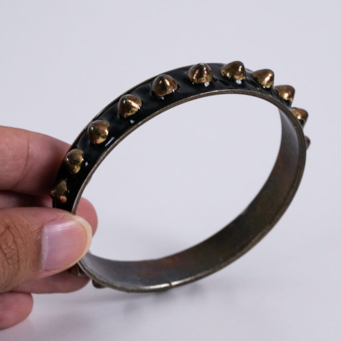 Vintage Black Enamel Studded Bangle Bracelet