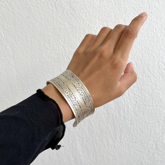 Vintage Filigree Silver Cuff Bracelet