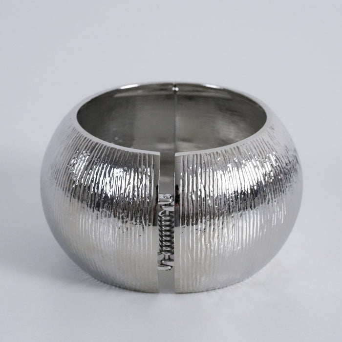 Vintage Silver-Tone Wide Hinged Cuff Bracelet