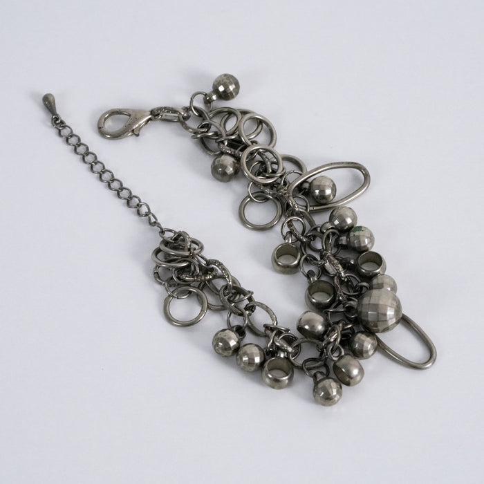 Vintage Silver Tone Multi-Charm Chain Bracelet