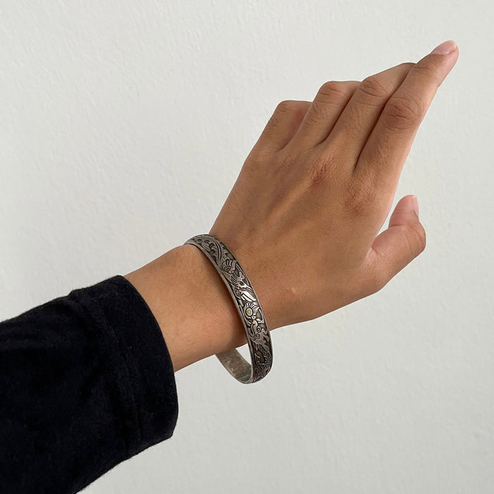 Vintage Etched Tribal Cuff Bracelet