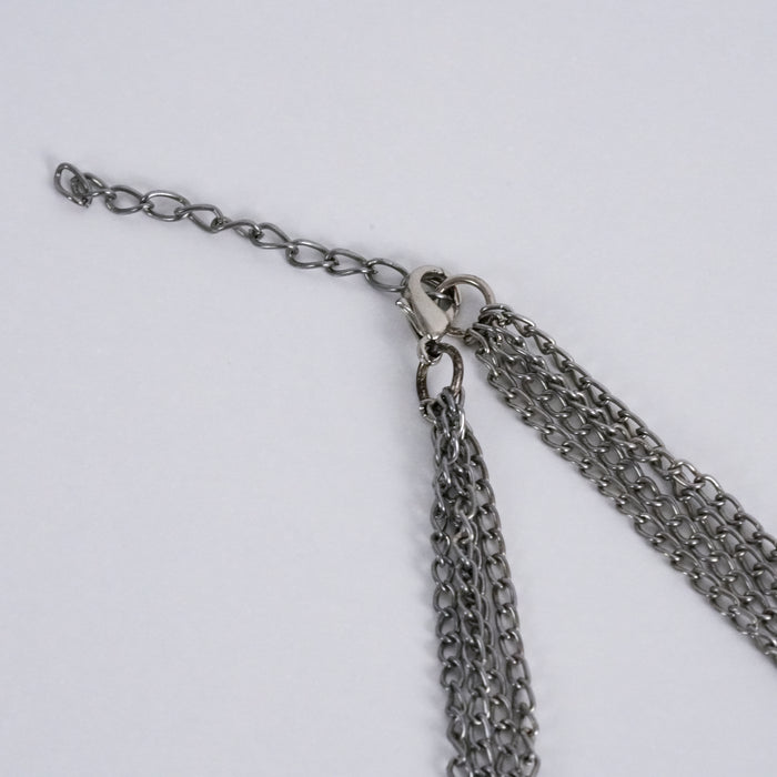 Vintage Silver Tone Textured Geometric Link Statement Necklace