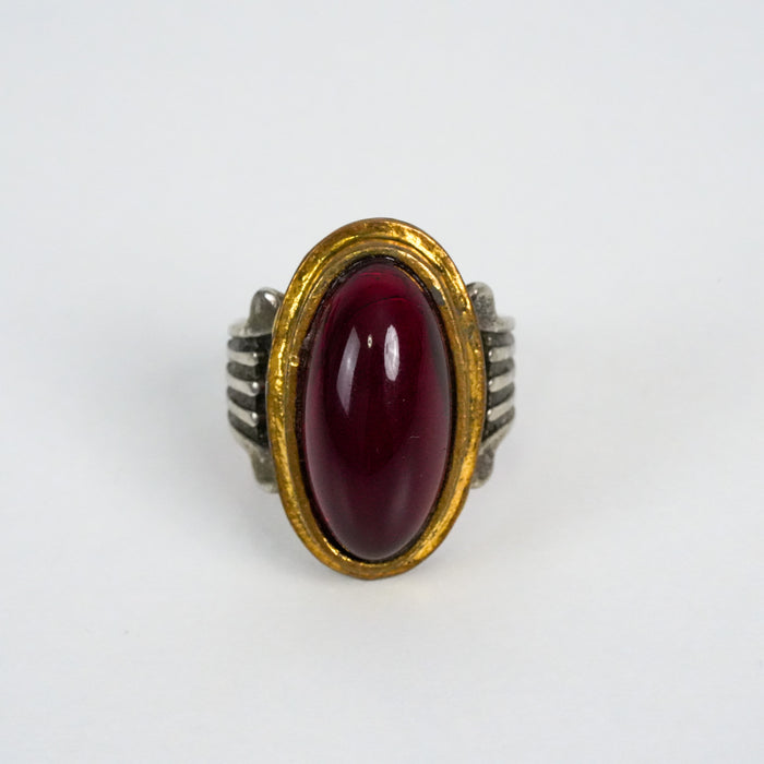 Vintage Garnet Red Cabochon Statement Ring
