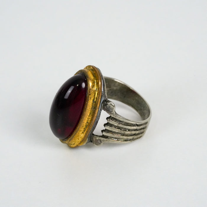 Vintage Garnet Red Cabochon Statement Ring