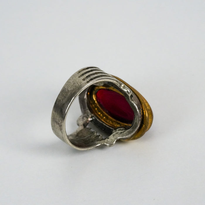 Vintage Garnet Red Cabochon Statement Ring