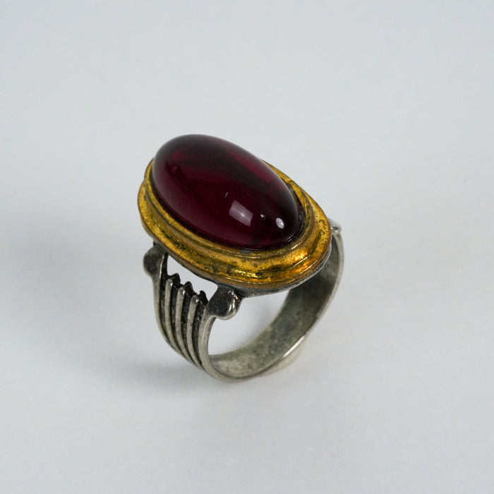 Vintage Garnet Red Cabochon Statement Ring