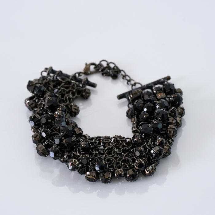 Vintage Clustered Black Crystal Fringe Bracelet