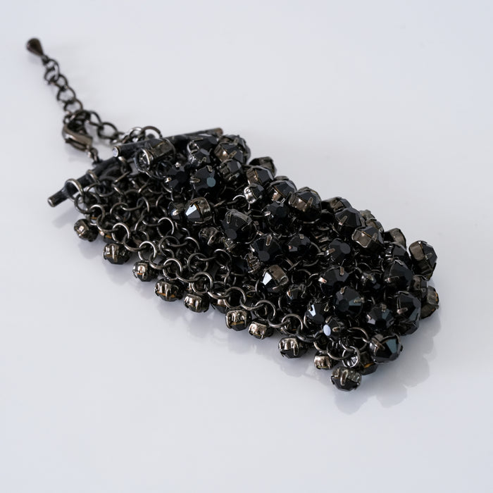 Vintage Clustered Black Crystal Fringe Bracelet