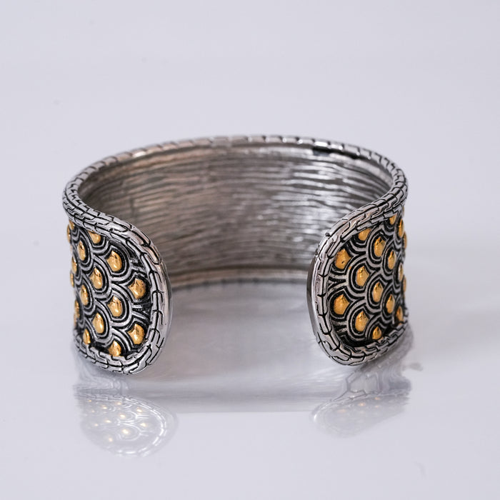 Vintage Silver & Gold Geometric Cuff Bracelet