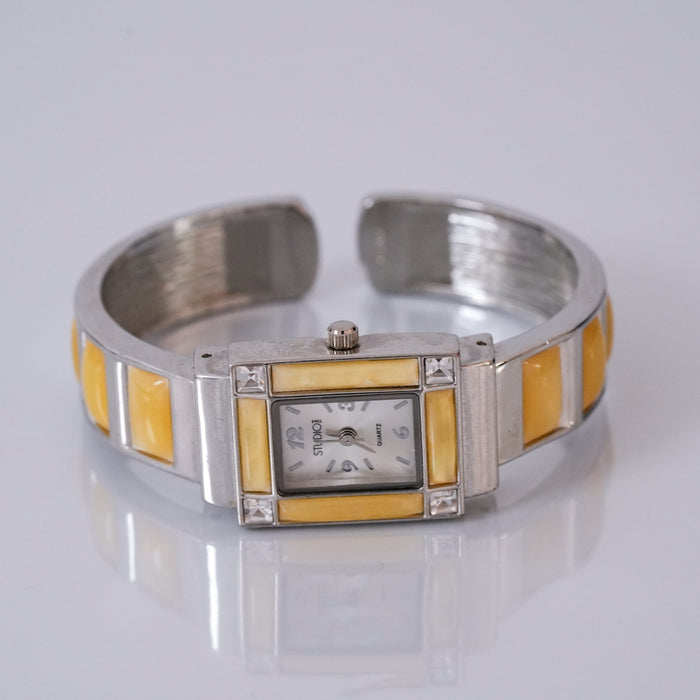 Vintage Silver Tone Cuff Watch Bracelet