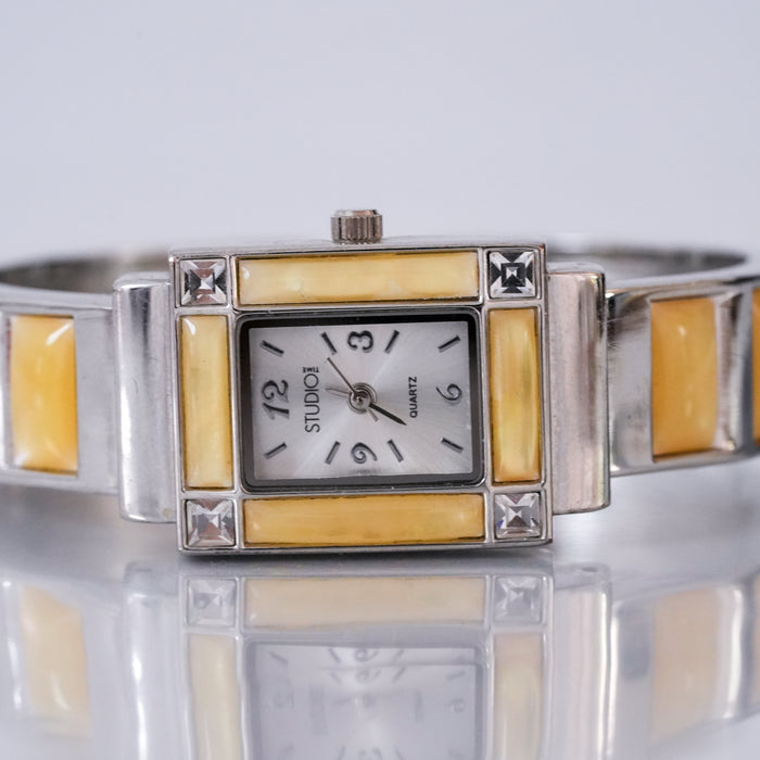 Vintage Silver Tone Cuff Watch Bracelet