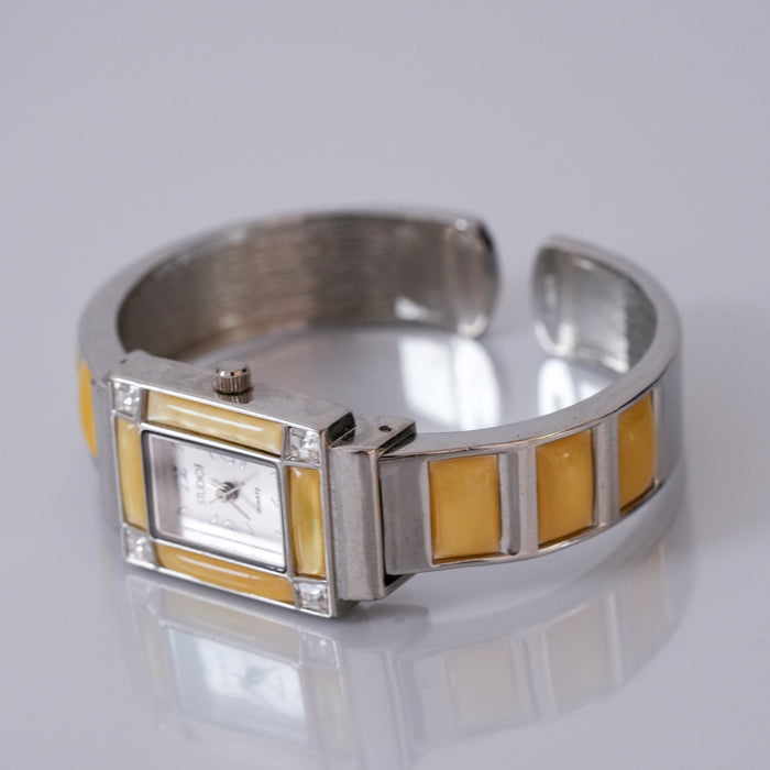 Vintage Silver Tone Cuff Watch Bracelet