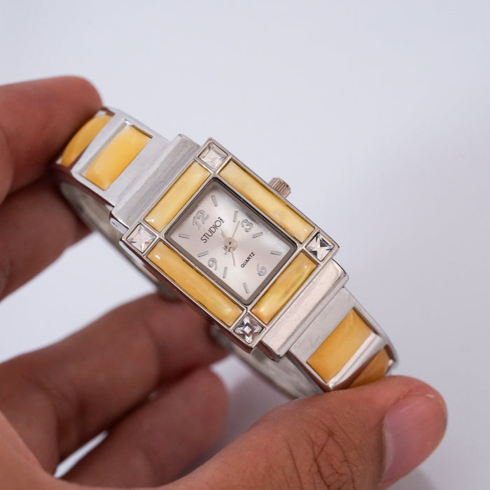 Vintage Silver Tone Cuff Watch Bracelet