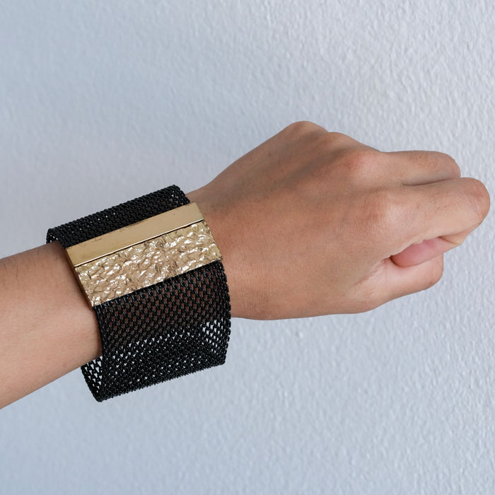 Vintage Black Mesh Statement Bracelet