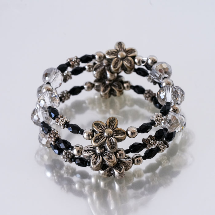 Vintage Floral Crystal Wrap Bracelet