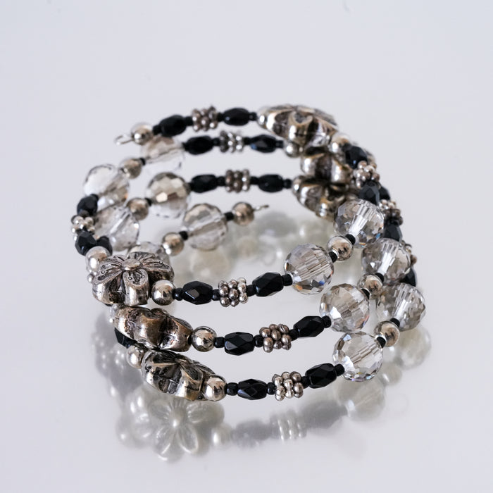 Vintage Floral Crystal Wrap Bracelet