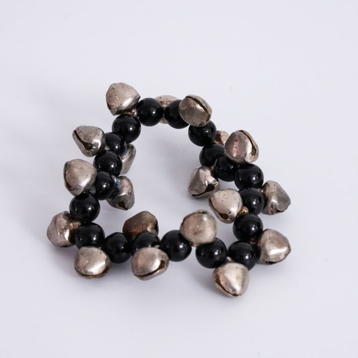 Vintage Black Beaded Bell Stretch Bracelet