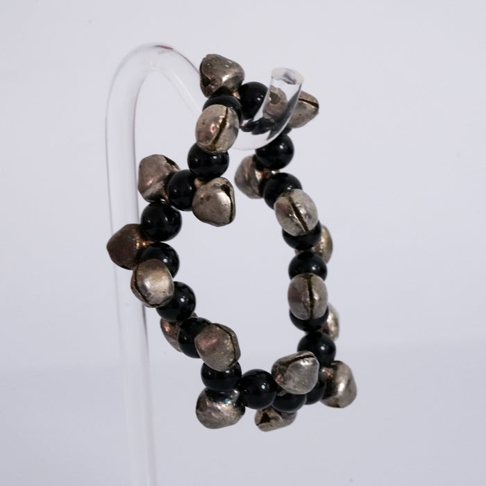 Vintage Black Beaded Bell Stretch Bracelet