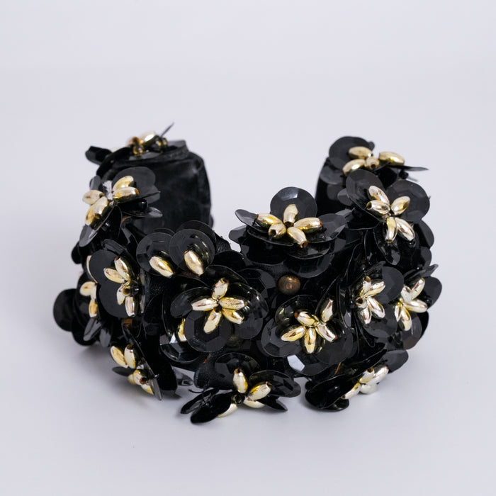 Vintage Black Floral Sequin Bracelet