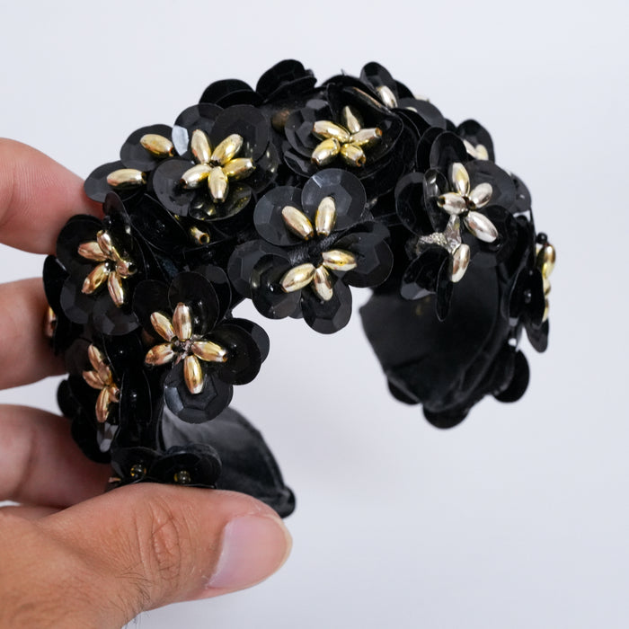 Vintage Black Floral Sequin Bracelet