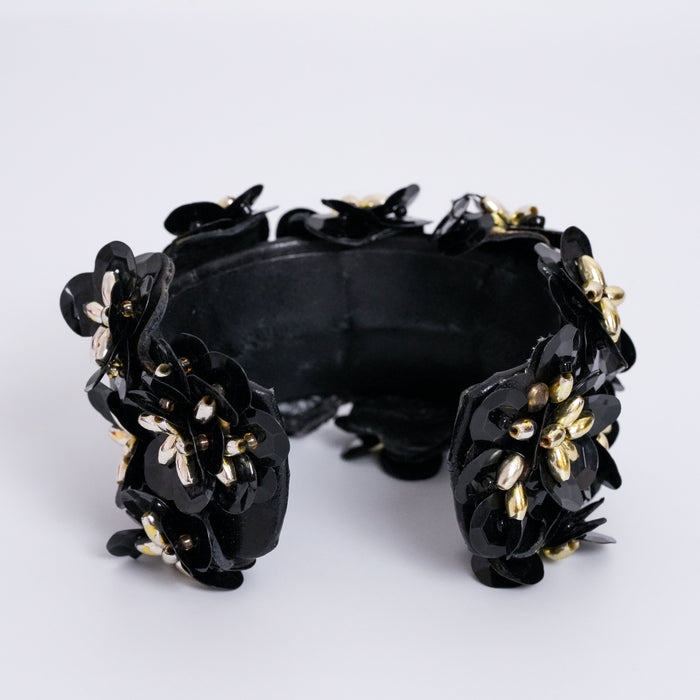 Vintage Black Floral Sequin Bracelet