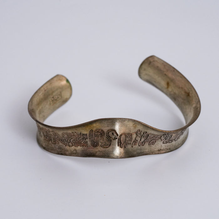 Vintage Etched Open Cuff Bracelet