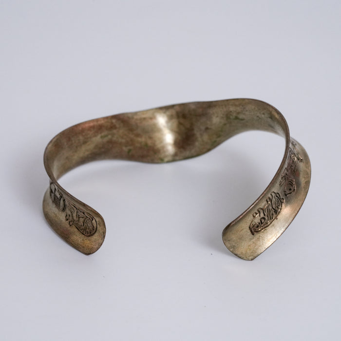Vintage Etched Open Cuff Bracelet