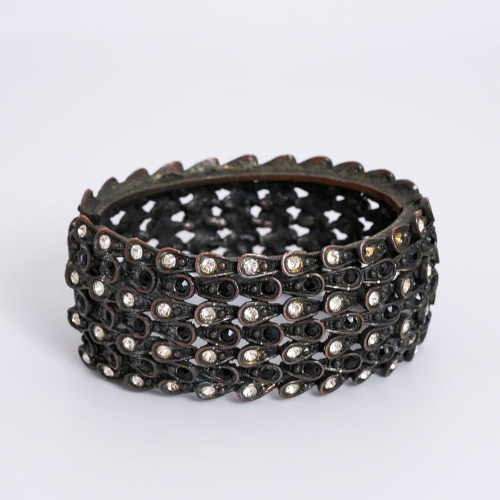 Vintage Black Crystal Mesh Cuff Bracelet