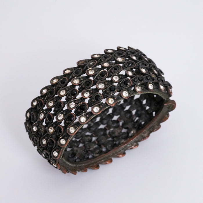 Vintage Black Crystal Mesh Cuff Bracelet