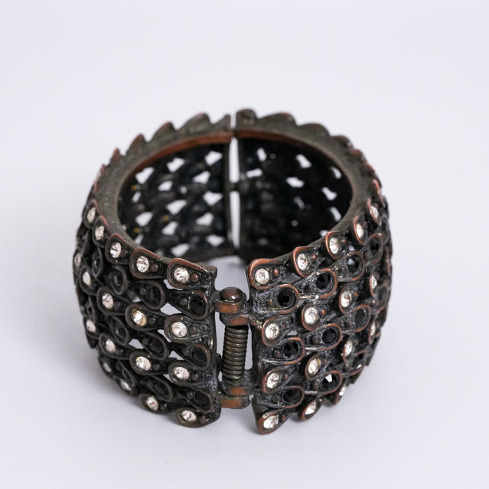 Vintage Black Crystal Mesh Cuff Bracelet
