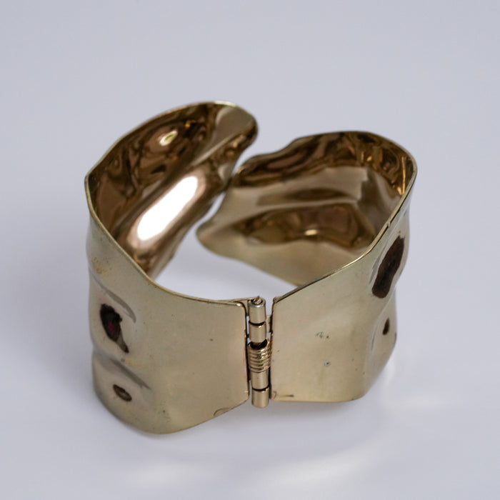 Vintage Sculpted Gold-Tone Wave Cuff Bracelet