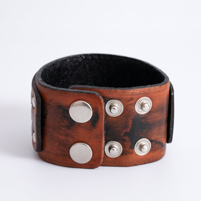 Vintage Distressed Leather Studded Cuff Bracelet