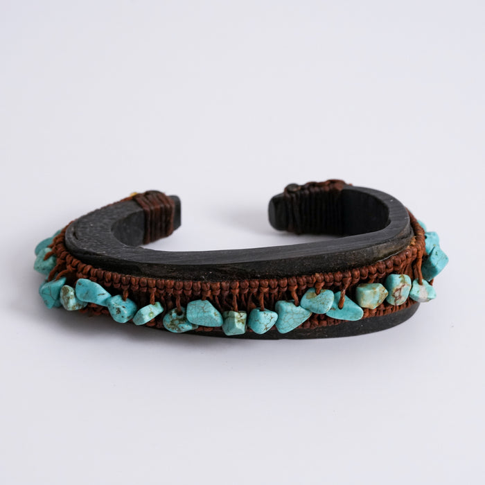 Vintage Turquoise Stone Tribal Cuff Bracelet