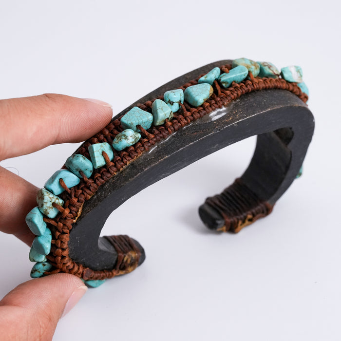 Vintage Turquoise Stone Tribal Cuff Bracelet