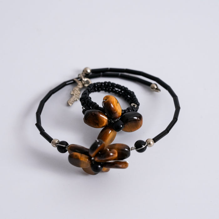 Tiger Eye Flower Bracelet & Ring Set