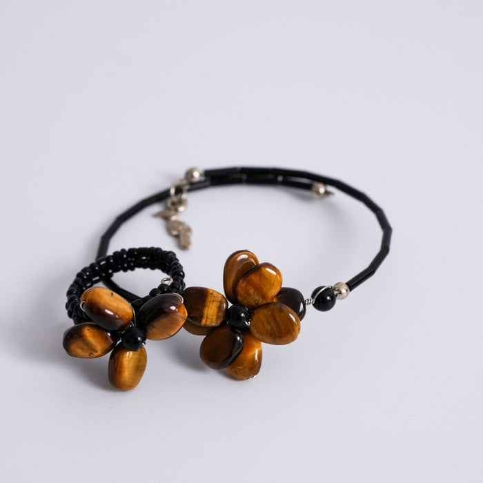 Tiger Eye Flower Bracelet & Ring Set