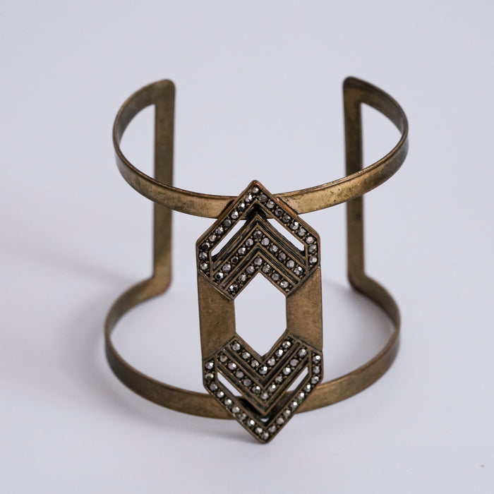 Vintage Art Deco Crystal Geometric Cuff Bracelet