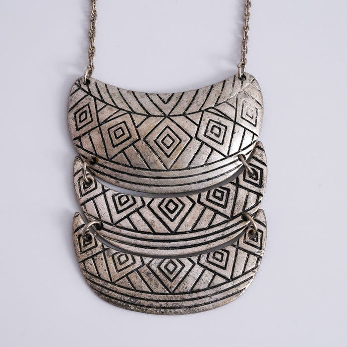 Vintage Layered Tribal Geometric Statement Necklace